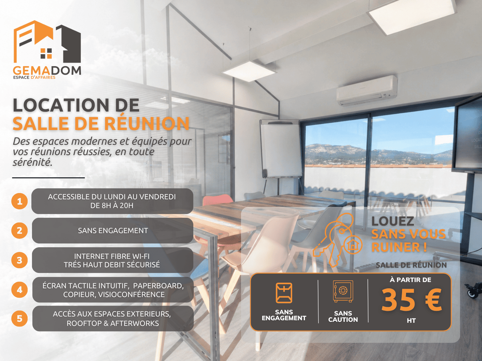 Salle de réunion équipée à Aubagne — Gemadom